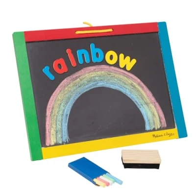 Afbeelding van Melissa &amp; Doug Magnetisch krijt en dry erase schoolbord met 36 magneten, krijt, wisser viltstift