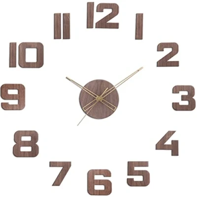 Afbeelding van PRIM Veneer DIY houten wandklok, gemaakt in de EU, wanddecoratie, diameter 600 1000 mm, 3D cijfers, groot XXL, wandklok voor keuken, slaapkamer