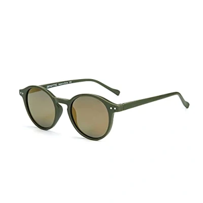 Afbeelding van ZENOTTIC gepolariseerde zonnebril Vintage klassieke ronde Retro UV400 voor mannen vrouwen …, MATTE GREEN+REFLECTIVE YELLOW