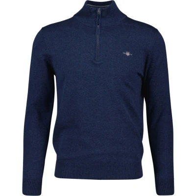 Afbeelding van GANT Halfzip Trui, Heren, Maat: 4XL, Dark jeansblue melange
