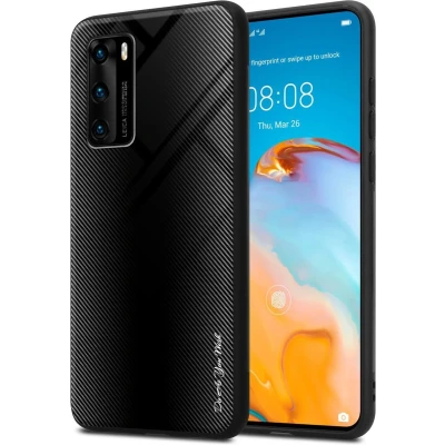 Afbeelding van Cadorabo Hoesje geschikt voor Huawei P40 in OPAAL ZWART Beschermhoes gemaakt van TPU silicone Case Cover en achterkant gehard glas