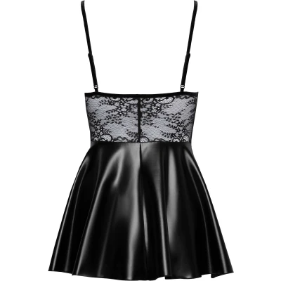 Afbeelding van Sexy Wetlook Jurkje Met Kanten Top Zwart