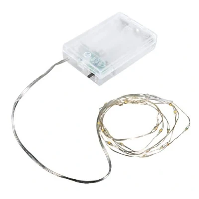 Afbeelding van Rayher Mini lichtsnoer, 1 stuk, 130 cm, 20 ledlampen, werkt op batterijen, timer, binnen, decoratie, verjaardag, Halloween, Kerstmis 69228159
