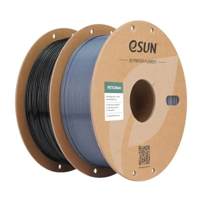 Afbeelding van eSUN PETG filament 1,75 mm, Basic met hoge sterkte, spoel 1 kg (2,2 lbs) 3D printerfilament voor printers (zwart + grijs, 2 kg)