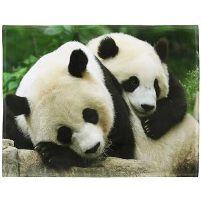 Afbeelding van YISUMEI Deken 150 x 200 cm grote gepersonaliseerde panda fleecedeken, kasjmier gevoel, geschikt voor bed of bank
