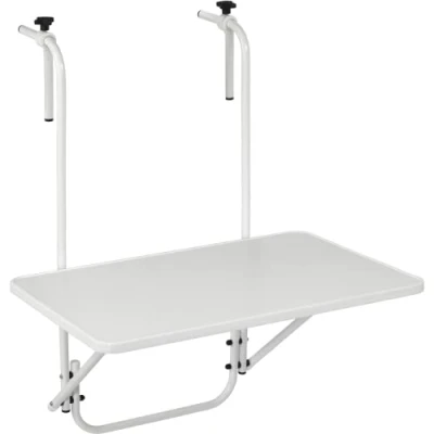 Afbeelding van KADAX Opklapbare hangtafel voor balkon, weerbestendig, verstelbare hangtafel, balkontafel om op te hangen, klaptafel (40 x 60 cm, wit)