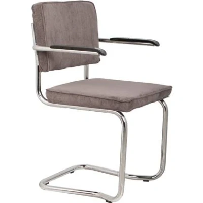 Afbeelding van Zuiver Ridge Rib Kink Eetkamerstoelen met armleuning Grijs Set van 2