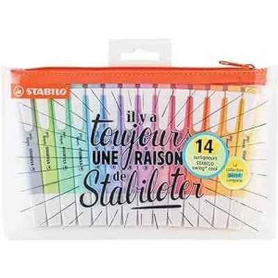 Afbeelding van STABILO Swing Cool pastel markeerstiften, pennenetui, 14 100%