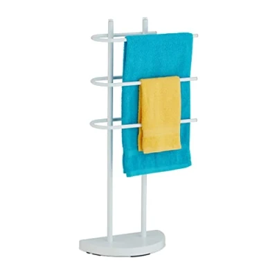 Afbeelding van handdoekrek 3 stangen 83 x 39 18 cm metaal modern vrijstaand badkamer wit
