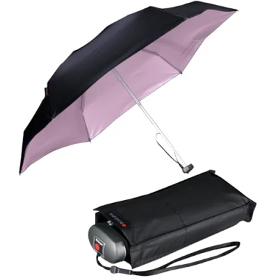 Afbeelding van Knirps Reiszakparaplu, Zwart Roze coating UV bescherming