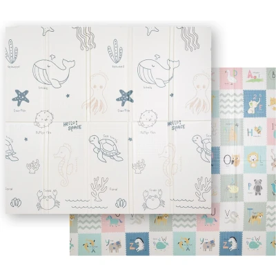 Afbeelding van KiddyMoon Spielmatte Babymatte Zweiseitige Krabbelmatte Matte Schaumstoffmatte Für Kinder Kindermatte Kindgerechte Muster Spielplatz Entwicklung Bequemer Ideal Drinnen Und Draußen 180X200x1,5Cm, B
