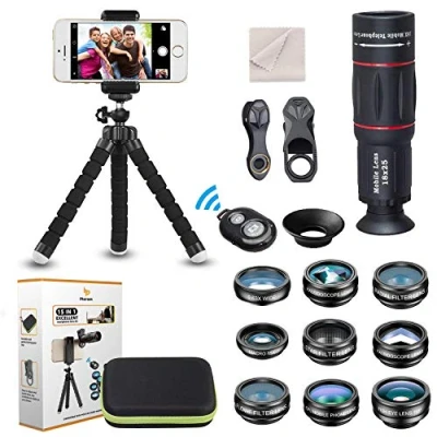 Afbeelding van 15 in 1 universele cameralenset voor telefoon, 18 x telelens, groothoeklens, macro, fisheye CPL stream radiale ster afstandsbediening de meeste smartphones