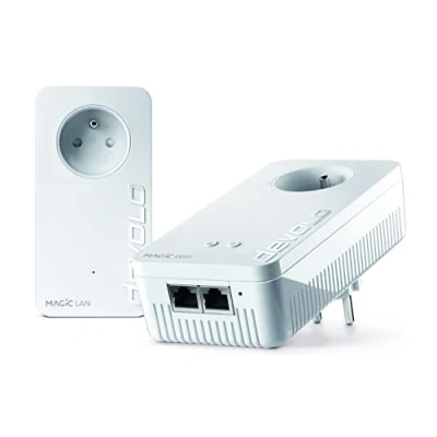 Afbeelding van devolo Magic 2 WiFi 5 (ac) Starter Kit: 2x CPL adapters, Gigogne stopcontact (2400 Mbits, 3x Gigabit Ethernet poorten), ideaal voor telewerken, gaming, streaming, Franse plug