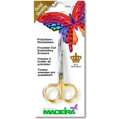 Afbeelding van Madeira schaar, naaischaar, gebogen schaar 10cm goudkleur 9478