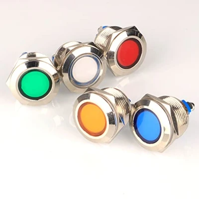 Afbeelding van GUUZI 5 stuks 12 V 24 19 mm led metalen indicator lamp waterdicht signaal rood groen met draad