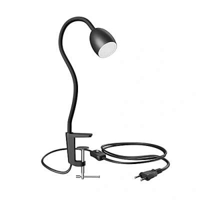 Afbeelding van ledscom.de Klemlamp GU10 KLUK met zwanenhals, zwart incl. GU10, warm wit, 6,826 W, 630 lm