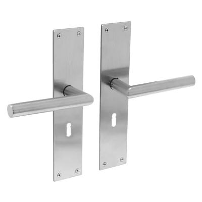 Afbeelding van Intersteel Deurkruk Jura met schild 250x55x2mm sleutelgat 56mm rvs geborsteld