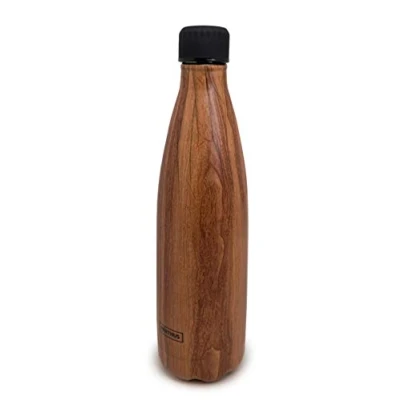 Image de Nerthus FIH 596 Bouteille Isotherme Double paroi pour friandises et Chaudes Design Bois 500 ML sans BPA, Bouchon hermétique, Acier Inoxydable 18/14, 750