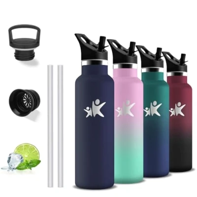 Afbeelding van bouteille isotherme 500 ml d&#039;eau pour enfants, sans BPA, avec paille, fuite, en acier inoxydable, demi litre, Doble Aislamiento, gourdes écoles
