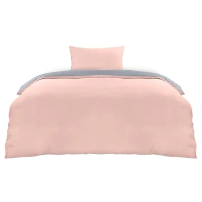 Afbeelding van Utopia Bedding Dekbedovertrek Set Zachte Microvezel 135x200cm met Kussensloop 50x75cm Beddengoed Roze En Grijs