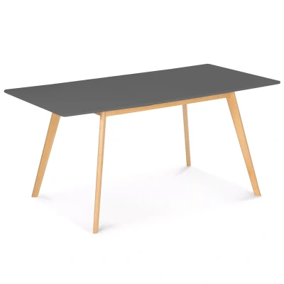 Afbeelding van Table scandinave extensible INGA 120 160 cm plateau gris anthracite pieds bois