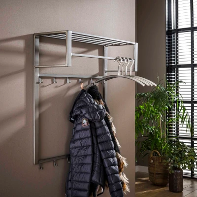 Afbeelding van Hoyz Kapstok Industrieel met 12 haken Grijs Wandkapstok 80cm Breed Snelle Montage