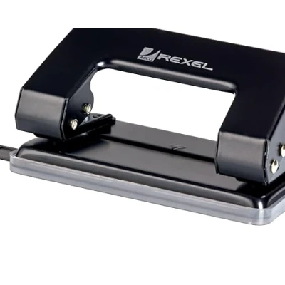 Afbeelding van Rexel Studentenperforator met twee gaten van metaal, capaciteit voor 8 vellen, verschillende kleuren, 1 stuk
