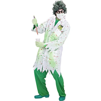 Afbeelding van Widmann Monster &amp; Griezel Kostuum Dr. Toxic Jas Gekke Professor Volwassen Groen, Wit / Beige Medium Halloween Verkleedkleding