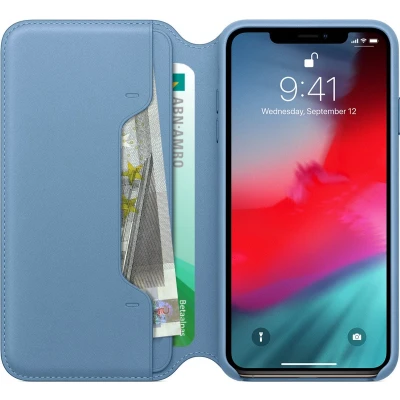 Afbeelding van Apple Hoesje Geschikt voor iPhone Xs Max Leather Folio Bookcase smartphone blauw