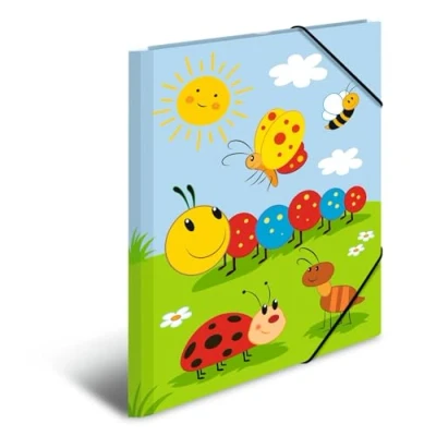 Image de HERMA Lot de 3 chemises d&#039;anniversaire A4 pour enfants, en carton, avec motif maternelle, élastique, rabats intérieurs et impression intérieure, garçons, filles enfants