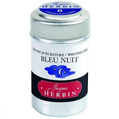 Afbeelding van Jacques Herbin 20119T 6 inktpatronen voor vulpen en roller (zonder verpakking lens zonder afval), stuks