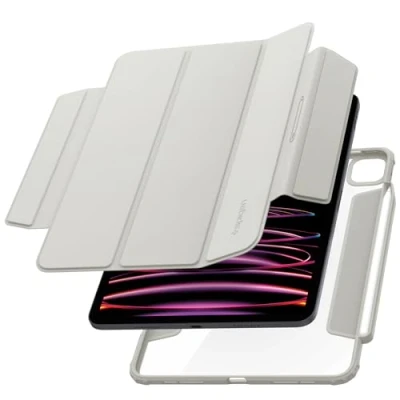 Afbeelding van Spigen AirSkin Pro Hoes Geschikt voor iPad 11 (2022/2021/2020/2018) Book Case met Standaard Sleep/Wake Functie Grijs