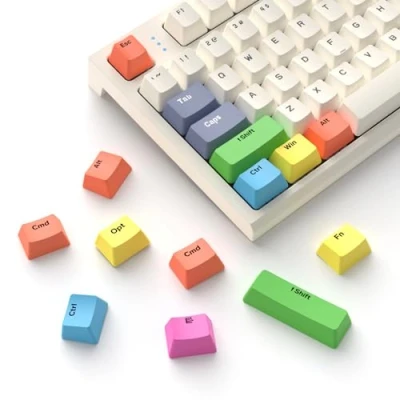 Afbeelding van MAMBASNAKE PBT Rainbow Keycaps, 13 touches personnalisées OEM Keycaps Profile Dye Sublimation pour claviers de jeux mécaniques, compatibles avec les interrupteurs MX Structure