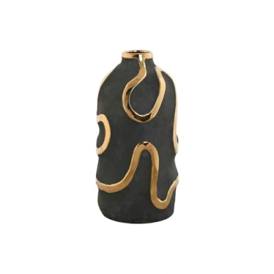 Afbeelding van Vaas Home ESPRIT Grijs Gouden Keramiek Abstract Modern 17 x 35 cm