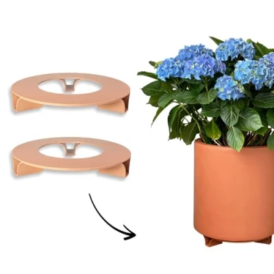 Afbeelding van terraced® Set van 2 onderzetters voor bloempot kleur: terracotta rond diameter 27 cm onderzetter gerecycled materiaal Made in Germany