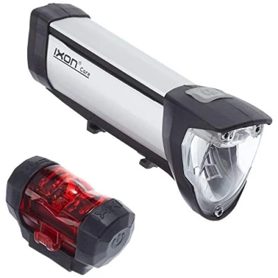 Afbeelding van Verlichtingsset Busch und Müller IXON Core + IXXI achterlicht USB oplaadbaar 50 Lux zwart/zilver