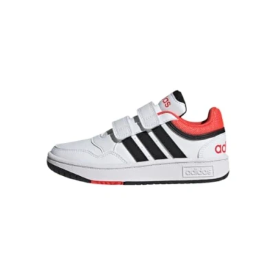 Image de Adidas Hoops Lifestyle Basketball Hook and Loop Mixte enfant Baskets, Ftwr White/Core Black/Bright Red, 29 EU