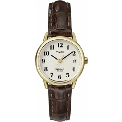 Afbeelding van Timex Easy Reader vrouwen 25mm bruin lederen band horloge T20071