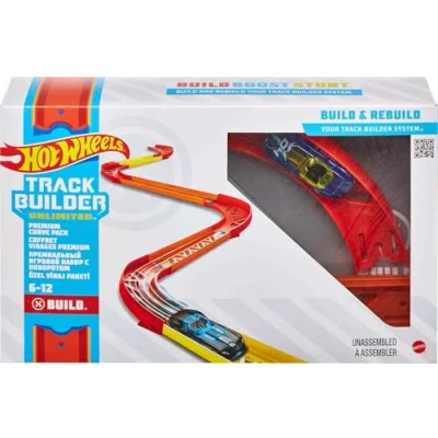 Afbeelding van Hot Wheels Track Builder Unlimited premium bochtenset met connectoren en auto inbegrepen, kinderspeelgoed, GLC88