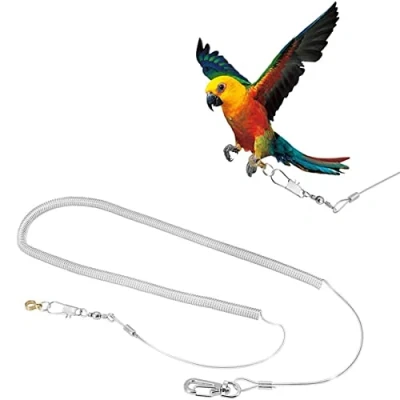Afbeelding van 6M Vogel Papegaai Vliegtouw Verstelbaar Anti Bite Vliegtraining Touw Leiband Vogels Harnas Huisdier Outdoor Tractie voor Kaketoe Parkiet Valkparkiet, Willekeurige kleur (Voetring Dia. 4,5 mm)