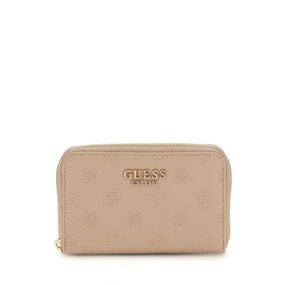 Afbeelding van Guess Portemonnee / Portefeuille Dames Ritsportemonnee Logoprint Phoebe Taupe