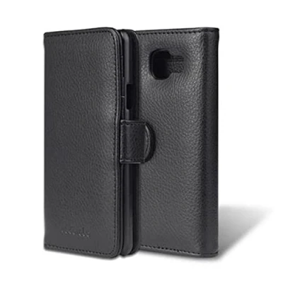 Afbeelding van Cadorabo Hoesje geschikt voor Samsung Galaxy A3 2016 in ZWARTE OXIDE Beschermhoes met magnetische sluiting en 3 kaartsleuven Book Case Cover Etui