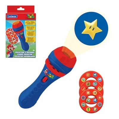 Image de Lexibook, Super Mario, projecteur d&#039;histoires Lampe torche et avec 3 disques, 24 images, créez vos propres histoires, jouet pour enfants, Bleu/Rouge, LTC050NI