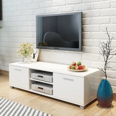 Afbeelding van Tv meubel 120x40,3x34,7 cm hoogglans wit