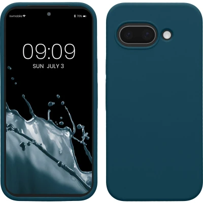 Afbeelding van kwmobile telefoonhoesje geschikt voor Google Pixel 9a Hoesje met siliconen coating Smartphone case in mat petrol
