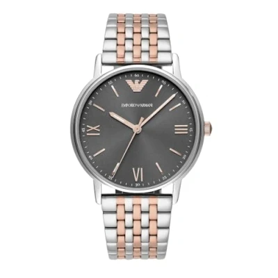 Afbeelding van Emporio Armani Herenhorloge met drie wijzers, roestvrij staal, behuizingsgrootte 41 mm, roségoud en zilver, AR1121