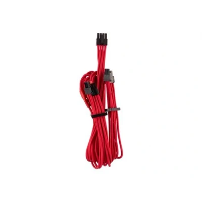 Image de CORSAIR Premium individually sleeved (Type 4, Generation 4) Câble d&#039;alimentation Alimentation PCIe de 8 broches (F) verrouillé pour (6+2) 65 cm rouge (pack 2)