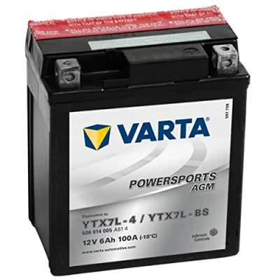 Afbeelding van 58009 Varta 506014005A514 Powersports AGM motoraccu 12 V 6 Ah YTX7L BS