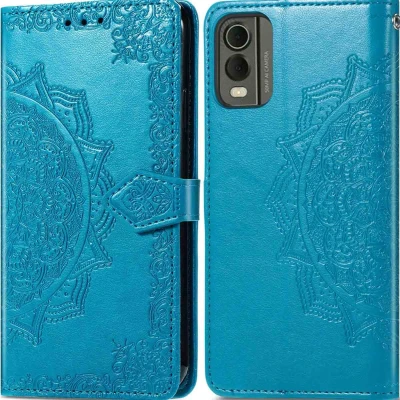 Afbeelding van iMoshion Hoesje Geschikt voor Nokia C32 Met Pasjeshouder Mandala Bookcase Turquoise
