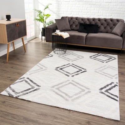 Afbeelding van Evra Burano Modern Vloerkleed Laagpolig Tapijt Grijs Creme Rechthoek Polyester 200x280 cm